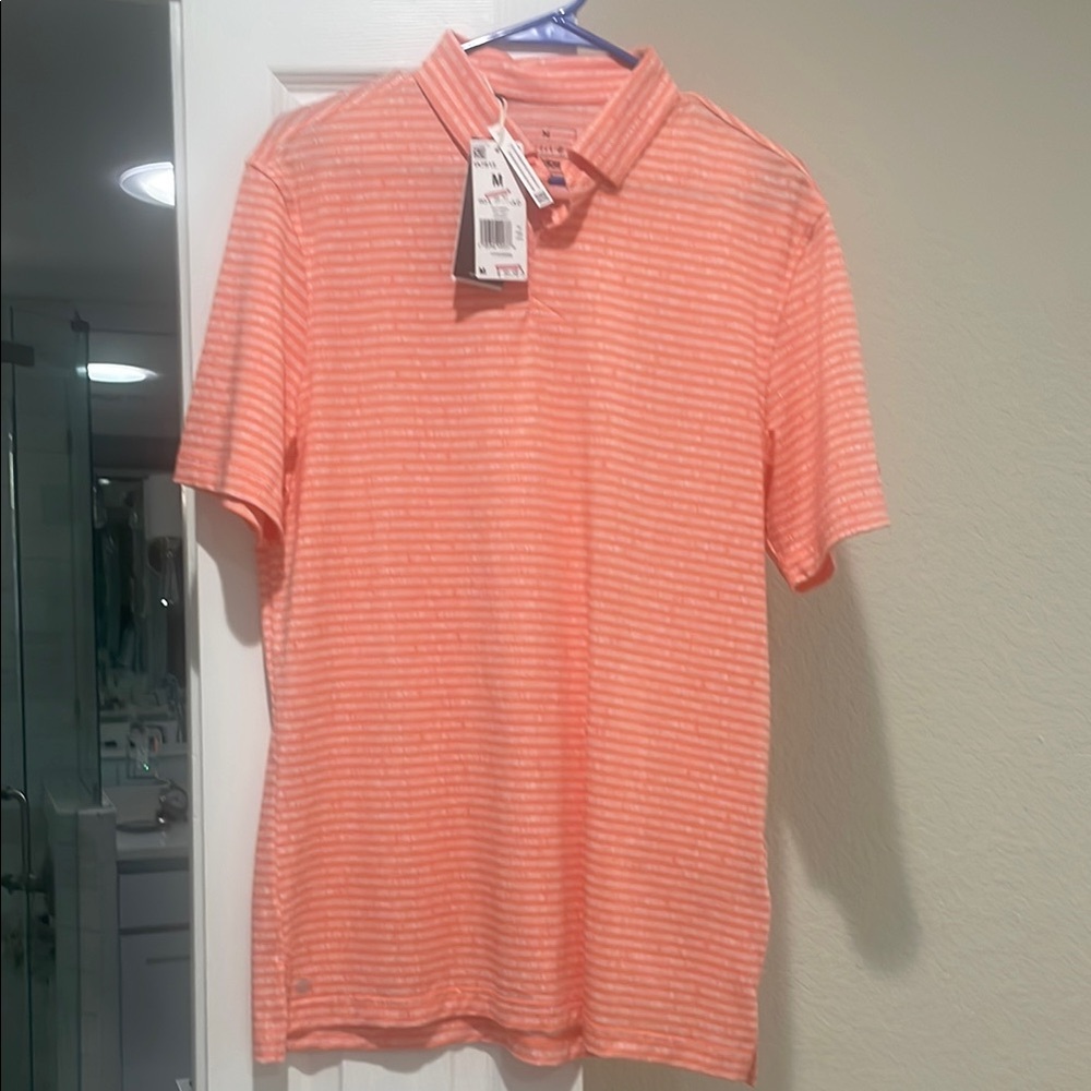 Men's Orange Striped Polo Shirt